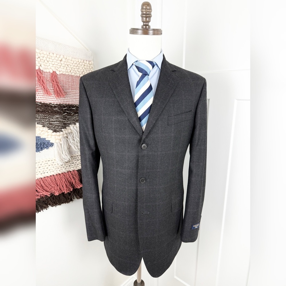 NEW Brooks Brothers Regent Plaid Blazer Grey Sz 41L